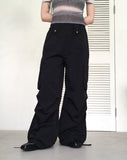 Hilpa Silver Point Nylon Pintuck Wide Two-Way Pants