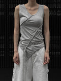 Diagonal Strap Shirring Sleeveless