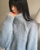 Gicle loose fit half zip-up boucle knit