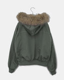 Kait Snap Button Stitch Over Fit Fur Bomber Jacket