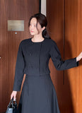Siken Double Crop Jacket Flare Skirt Set