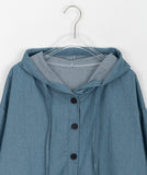 Ura Denim Button Hoodie