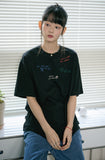 Draw Stitch Embroidered Short Sleeve Tee