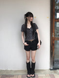 Molly Check Short Sleeve Slim Cardigan