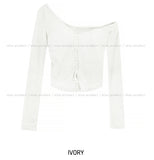 Precky One Shoulder Ribbed Cardigan
