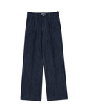 Raw one-tuck wide denim pants