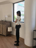 Hijet Shirring Pleated Under Slit Layered Banding Long Leggings Pants
