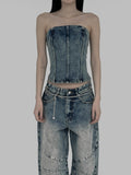 Ridi cut washed denim top