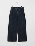 Leteen diagonal cut denim wide pants