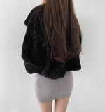 Winter Fluffy Fleece Collar Crop Fur Jacket