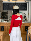 Fruit Back Twist Rib Knit Long Sleeve