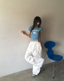 Letin flower pin tuck two-way wide pants