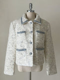 Sophie Boucle Color Matching Collar Quilting Tweed Jacket