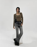 Pale brush bootcut denim pants
