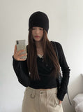 Brim brushed wrap button hoodie
