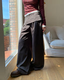 [Fake Layered SET] Chica Kitching Side Two-Button Pintuck Wrap Skirt Wide Long Pants