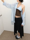 COLOR BLOCK HALTER TOP