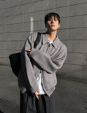 Minimal achromatic two-way cardigan