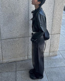 Doble washing denim wide pants