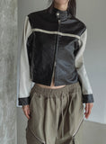 Peer One Track Crop Leather Jacket