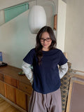 [BAONHAUS] Crein Stripe Color Matching Layered Long Sleeve Tee