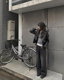 [A/M] Khama Black Denim Washing Wide Pants
