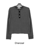 Nera Crop Waffle Henry Neck Tee