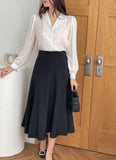 Rund shawl collar puff blouse