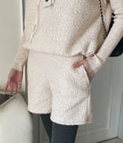 [Wool 30%] Sunday Boucle Brushed Hood Banding Shorts Set