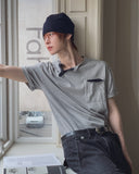 Philo Diagonal Henley Neck Short Sleeve T-shirt