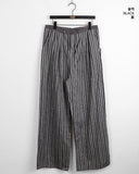 Lafec Stripe Color Matching String Long Wide Pants
