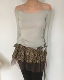 Aven Leopard Tiered Layered Wrap Skirt