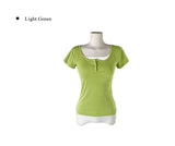 Dion Fake Layered Color Matching Button Short Sleeve T-shirt
