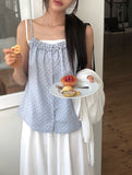 Dough Dot Frill Button Sleeveless