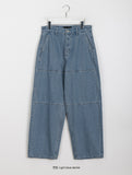 [unisex] Warmins stitch cut denim wide pants