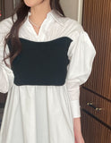 Moileen Layered Knit Shirt Blouse