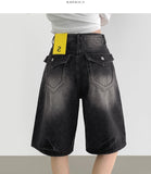 Backpoint Pocket Washing Bermuda Scratch Knee Length Denim Pants