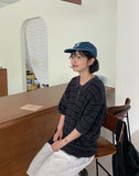 [unisex] Sentez Stripe Boucle Over Short Sleeve Knit