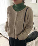 Rurui Mix Color Wool Crop Cardigan