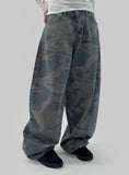 Camo wide denim pants