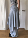 [MADE/Skirt+Pants SET] Forin Bootcut Pants Unbalance Shirring Flare Layered Skirt