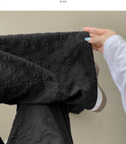 Fluffy Flower Embossed Banding Wide Pants