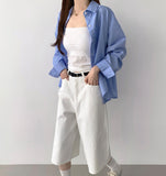 Striped loose fit long sleeve shirt
