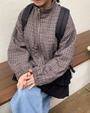 [BAONHAUS] Lincho check zip-up jumper