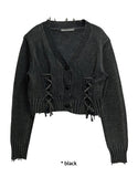 PIG EYELET DAMAGE CARDIGAN