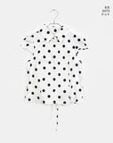 Miring Dot Strap Puff Blouse