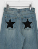 Lemmry Star Vintage Washing Denim Wide Pants