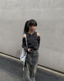Kerum Washed Long Denim Skirt