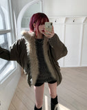 Snug Trimming Fur Bomber Jumper