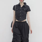 Pias denim cropped shirt
